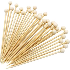 200 Palillos de Madera de Bambú de 4.7 Pulgadas para Aperitivos, Cócteles y Charcutería, Desechables, para Fiestas - Product Image 1