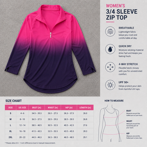 Chemise de golf à manches longues pour femmes, à fleurs, avec fermeture éclair sur le côté, protection UV, séchage rapide, extensible, haut de performance pour le golf - Product Image 5