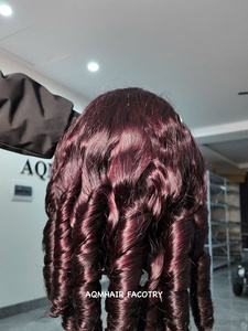Hot Selling 300g Virgin Hair <b>Long</b> Bouncy <b>Wigs</b> Super Double Drawn 5 X 5 Transparent Lace Closure Bouncy Curl T1B/4 Wholesale - Product Image 4