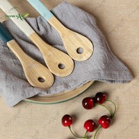 Ensemble cuillère et fourchette en bambou, couverts naturels faits à la main, placage or rose miroir, marques de luxe pour la restauration haut de gamme, 10 ml