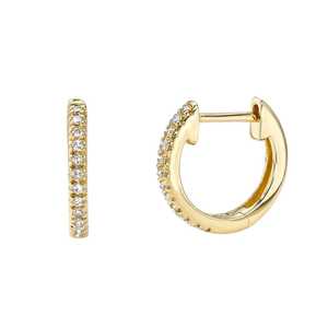 Minimalist Diamond <b>Hoop</b> <b>Earrings</b> 10K 14K 18K <b>Solid</b> Gold Luxury Small Everyday Wear Delicate Modern Huggie B2B Factory Bulk Price - Product Image 5