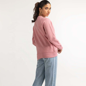 Poids lourd rose unisexe adulte polaire doublé sweat personnalisé surdimensionné fleur broderie conception tissé solide hiver écologique - Product Image 3