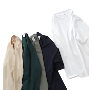 เสื้อยืดผ้าฝ้ายโอเวอร์ไซส์ใส่ได้ทั้งชายและหญิงทรงโอเวอร์ไซส์พิมพ์ลายไหล่ตกแบบธรรมดาดีไซน์แบบถักสีพื้น - Product Image 2