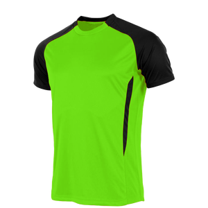 เสื้อยืดผู้ชายสีเขียวดำ แขนสั้น แห้งเร็ว สปอร์ต ทรงปกติ คอกลม ลายถักเรียบ 100% โพลีเอสเตอร์ - Product Image 1