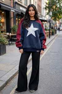 Oneten Womens Color Block Star Sweatshirt <b>And</b> Wide Leg Pants <b>2</b> <b>Piece</b> <b>Set</b> - Product Image 6
