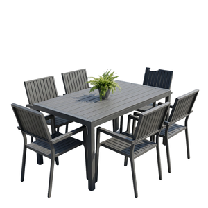 Solid wood/ Aluminum dining set 6/8 seater garden table and chairs Eco friendly outdoor <b>furniture</b> Hotel courtyard dining - Product Image 6