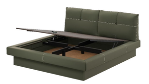 Modern Upholstered Solid Teak Wood <b>Bed</b> Frame <b>Queen</b> Size Faux Leather Soft <b>Bed</b> <b>with</b> Quilted Headboard and Footboard - Product Image 4