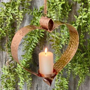 Hanging Heart Shape Metal Tea Light Candle Holder With <b>Pinecone</b> Leaves For Valentine's Day Home Decoration - Product Image 5