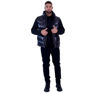 Chaleco acolchado con capucha para hombre, para invierno, para exteriores, con material resistente al viento y un estilo moderno inspirado en la moda urbana. - Product Image 6