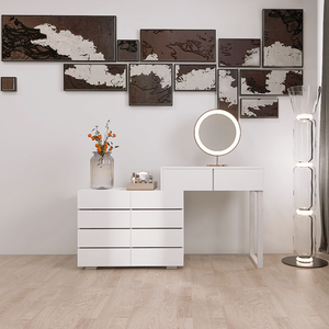 Cómoda de Escritorio Extensible de 10 Cajones de Color Blanco Sin Tiradores para Tocador - Product Image 2