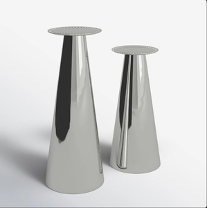 Wholesale Silver Metal Cone Pillar <b>Candle</b> <b>Holder</b> Set with <b>Glass</b> <b>Hurricane</b> Modern Table Centerpiece Wedding Home Decor - Product Image 2