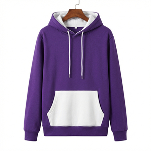 ผู้ผลิต OEM เสื้อฮู้ดผู้ชายแบบสั่งทำพิเศษ มีกระเป๋าและขอบตกแต่ง ทรงปกติ สวมใส่สบาย ผลิตจากผ้าฝ้ายถัก เหมาะสำหรับใส่ในฤดูใบไม้ร่วง - Product Image 2