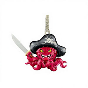 Diseño único en 3D en plata de ley 925 con esmalte rojo estilo Hip Hop Angry Octopus colgante para Rappes - Product Image 1