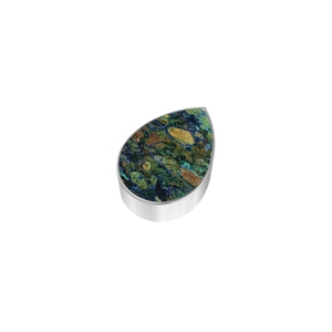 Premium 18K Gold Sterling Silver Fine Classic Slider Azurite Malachite Mix Shapes Spring <b>Lock</b> <b>Cable</b> Chain Bezel Setting Pack 6 - Product Image 1