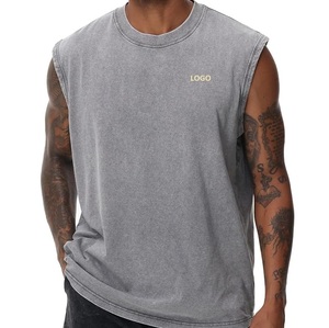 Men's Sleeveless Tank Top Cotton <b>Knitted</b> Muscle Shirt Side Slit Bottom Hem Casual Gym Wear - Product Image 3