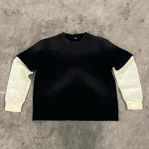 Camiseta Gráfica Térmica de Doble Capa de Alta Calidad, Efecto Desgastado por el Sol, Estilo Vintage, Lavado Ácido, Manga Larga - Product Image 5