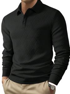 Chemises à manches longues en coton pour hommes avec fonction de séchage rapide et motif uni - Product Image 3