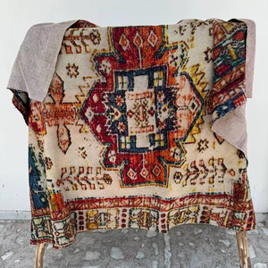 Traditional Persian Kantha <b>Quilt</b> Hand Stitched Cotton Bedspread Vintage Reversible <b>Throw</b> Blanket Home Decor - Product Image 1