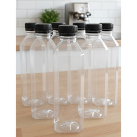 Botella de Plástico PET Cuadrada Ligera de 320 ml con Tapa de Rosca, Diseño Limpio para Bebidas, Envase Profesional