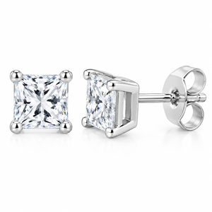 Pendientes de lujo de plata 925 con moissanita de corte princesa, engaste de garra clásico, joyería fina, regalo para bodas y fiestas, personalizado - Product Image 1