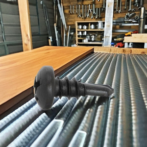 Tornillo PDC Modelo 11 con cabeza alomada, punta de broca, arandela, accionamiento Phillips, recubrimiento negro, acero al carbono, rosca estándar Clase 4.8 y 6.8 pulgadas - Product Image 1