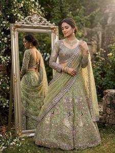 Conjunto de Lehenga Choli de Georgette Sintética Étnica Suave Premium con Red de Mariposa, Lentejuelas Codificadas y Dupatta a Juego, Semisellado - Product Image 3