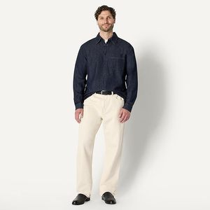 Chemise en jean boutonnée pour homme, coupe ample moderne, 100 % coton, manches longues, été - Product Image 5