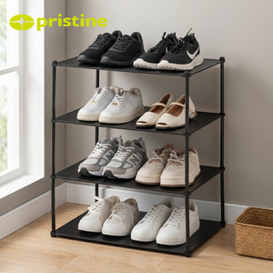 Zapatero Metálico Moderno de 4 Niveles, Independiente, Ahorra Espacio, Mueble de Almacenamiento para Entrada, Diseño Minimalista Negro - Product Image 4