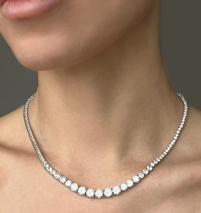 Luxury Moissanite Tennis Necklace <b>Iced</b> Out VVS Diamond Look Hip Hop Jewellery White Gold <b>Chain</b> Elegant Shine - Product Image 2