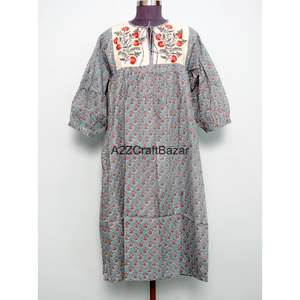 Vestido Maxi 100% Algodón con Estampado de Bloques, Casual, Sexy, Lujoso, Estilo Japonés, Formal, Ecológico, Sencillo, para Primavera, Verano y Otoño - Product Image 1