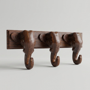 Handcrafted Natural Sheesham Wood <b>Elephant</b> Key Holder Wall Rack <b>Decorative</b> Wooden Hook Organizer with <b>Elephant</b> Carving for Entry - Product Image 4