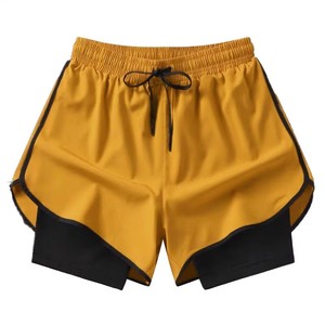 Pantalones Cortos Deportivos de Cintura Alta para Hombre, Color Sólido, Cordón Ajustable, Secado Rápido, Spandex, Poliéster, Franja Lateral Negra, Longitud Corta, OEM, ODM - Product Image 6