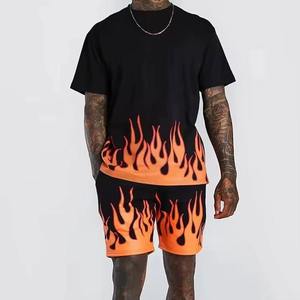 Ensemble de vêtements pour hommes imprimé numérique 3D tendance : T-shirt et short par sublimation, style streetwear estival, survêtement vintage de haute qualité - Product Image 5
