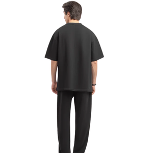 Camiseta de Hombre Azul Marino, Corte Regular, Cuello Redondo, Logotipo, Tejido de Seda, Sólida, Manga Corta, Informal, Transpirable, Estilo Urbano, para Uso Diario de Verano - Product Image 2