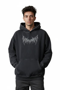 เสื้อฮู้ดดีไซน์พรีเมียมคุณภาพสูง สไตล์วินเทจฟอกสี ลายกราฟิก ทรงโอเวอร์ไซส์ สตรีทแวร์ สำหรับผู้ชาย เสื้อฮู้ดลำลองแบบสวมหัว ผู้ผลิต OEM - Product Image 4