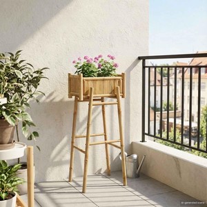 Natural Bamboo Spiral <b>Planter</b> Stand - Unique Contemporary Design Wholesale - Product Image 5