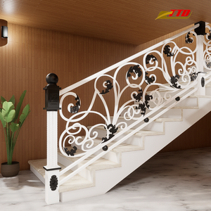 Rampe d'escalier en fer forgé avec balustres décoratifs en fer, design de main courante en fer pour intérieurs classiques et modernes - Product Image 4