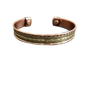 Intricate Woven Pure Copper Brass Inlay Magnetic Therapy <b>Bracelet</b> Elegant Textured Detail <b>Arthritis</b> Pain Relief Statement Cuff - Product Image 1