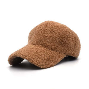 Customizable Teddy Fleece Baseball <b>Cap</b> with Soft Sherpa Texture Curved Brim Casual <b>Winter</b> Hat Custom Logo Wholesale Headwear - Product Image 1
