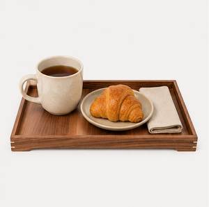 Bandeja Rectangular de Madera Maciza Hecha a Mano con Asas Integradas, Bandeja Otomana Decorativa Minimalista para Mesa de Centro - Product Image 2