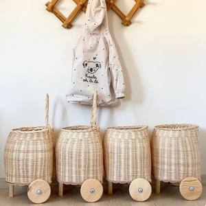 Panier de transport en rotin à roulettes, tressé naturellement, économique, sac de voyage, panier de poussette - Product Image 5