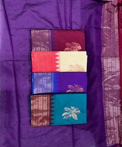 Sari de Seda Color Granate con Borde Morado, Traje Tradicional Indio para Bodas, para Mujer - Product Image 5
