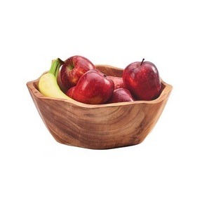 Bol à salade en bois naturel, vaisselle rustique faite à la main pour fruits frais, collations, noix, desserts, salle à manger, comptoir de cuisine, décoration de la maison - Product Image 5