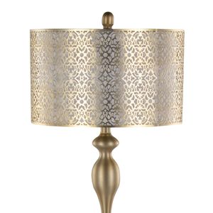 Lámpara de pie contemporánea de metal Grandview Gallery Ashland de 63 pulgadas con metal dorado cortado con láser y pantalla de lino blanco roto - Product Image 3