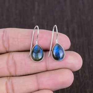 Boucles d'oreilles en labradorite bleue, argent sterling 925, forme poire, faites à la main, bijoux en pierres précieuses, cadeau de luxe - Product Image 5