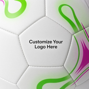 Ballon de football personnalisable blanc avec design vert et rose, durable, léger, 0,5 kg - Product Image 2