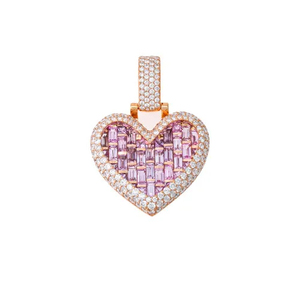 Collares de Joyería Fina Personalizados con Forma de Corazón con Moissanita Rosa, Plata 925, Chapado en Oro Rosa, Colgantes Románticos, Regalo para Novia - Product Image 1