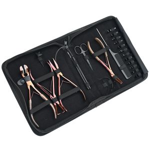 Kit d'outils pour extensions capillaires : Pince à micro-anneaux, Pince à décoller les bandes adhésives plates, Pince à ouvrir et fermer les bandes adhésives, Aiguille à boucle, Ciseaux, Pinces - Product Image 6