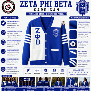 เสื้อคาร์ดิแกนอะคริลิกถักลายปัก Zeta Phi Beta Finer |   เสื้อคาร์ดิแกนปักลาย ZOB Sorority แบบวินเทจสั่งทำพิเศษสำหรับฤดูหนาว - Product Image 5