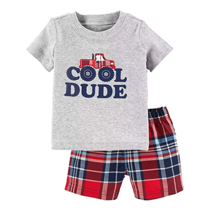 Vêtements d'été en gros pour enfants : T-shirts à manches courtes pour bébés, ensembles de vêtements pour garçons, costumes personnalisés en coton pour le printemps - Product Image 1
